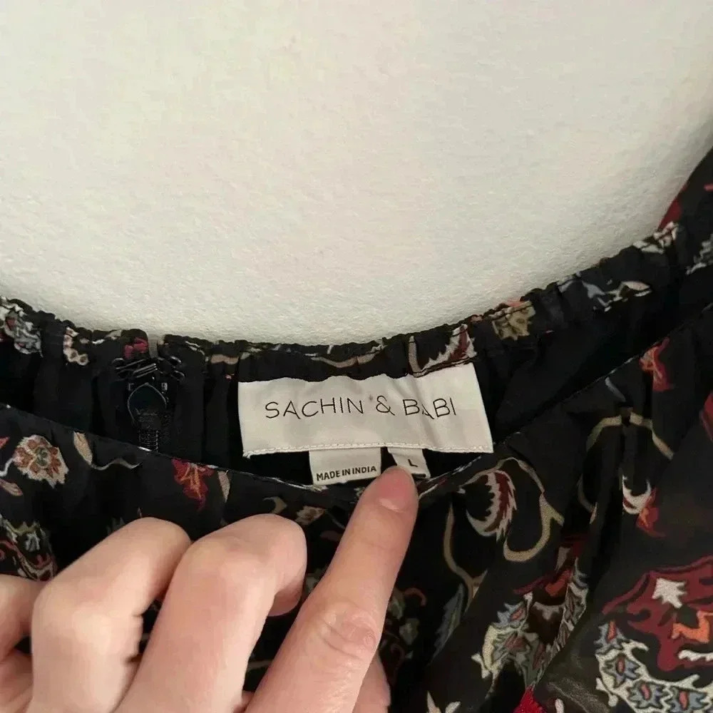 NWT SACHIN & BABIN Oliver ruffle floral square neck tie belt sun Anthropologie - Picture 7 of 13